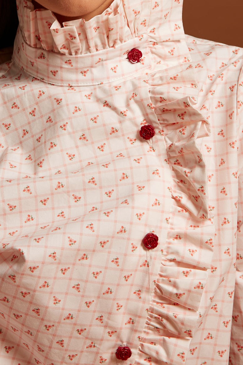 Plaid And Floral Print Shirt