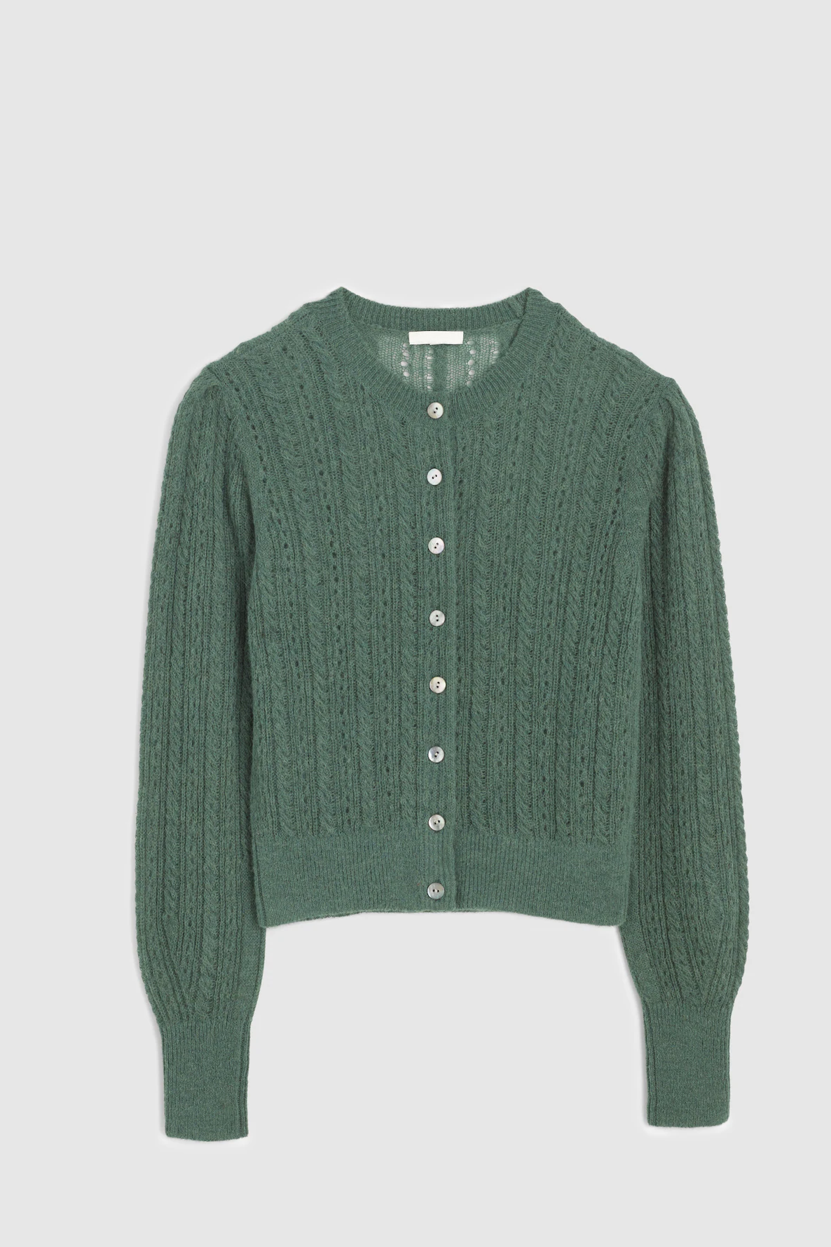 Pointelle-Stitch Cardigan in Alpaca Blend