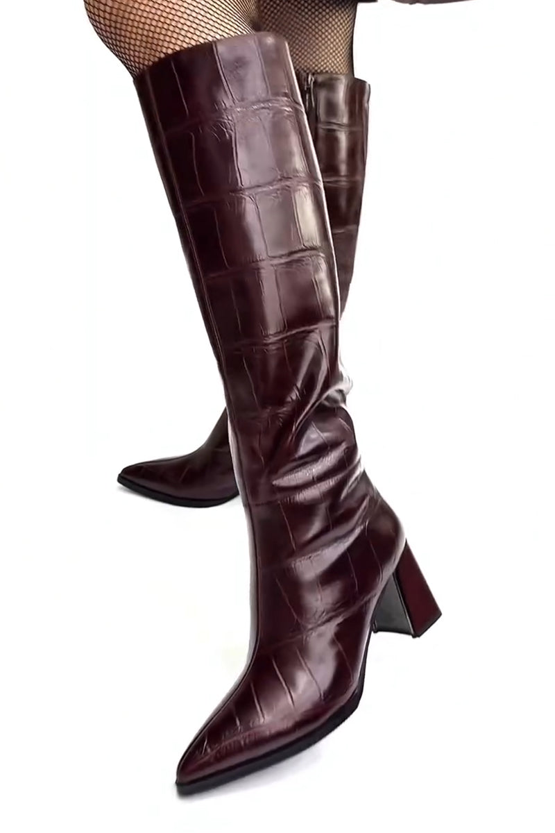 Plaid High-Heel Boots