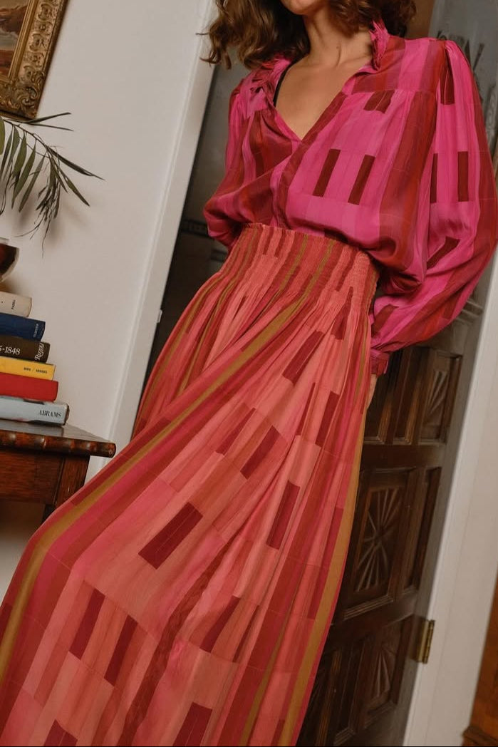Red Mosaic Casual Dress