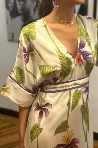 V-Neck Simple Print Dress