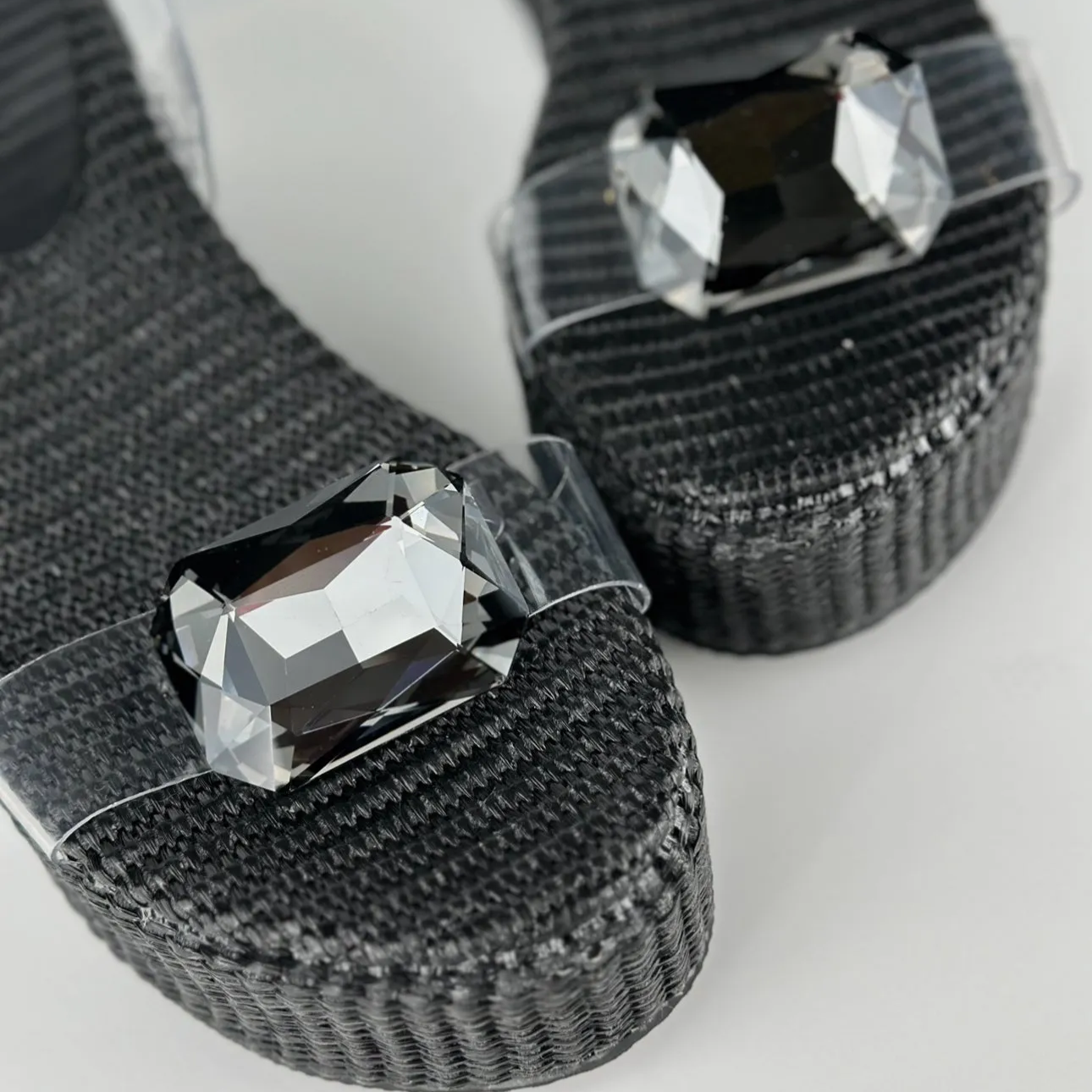 Black Diamond Transparent Platform Sandals