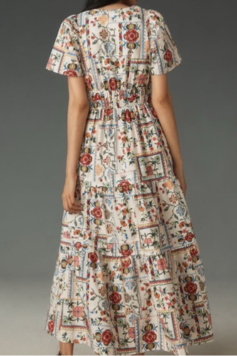 Fashion Floral Small V-Neck Dress