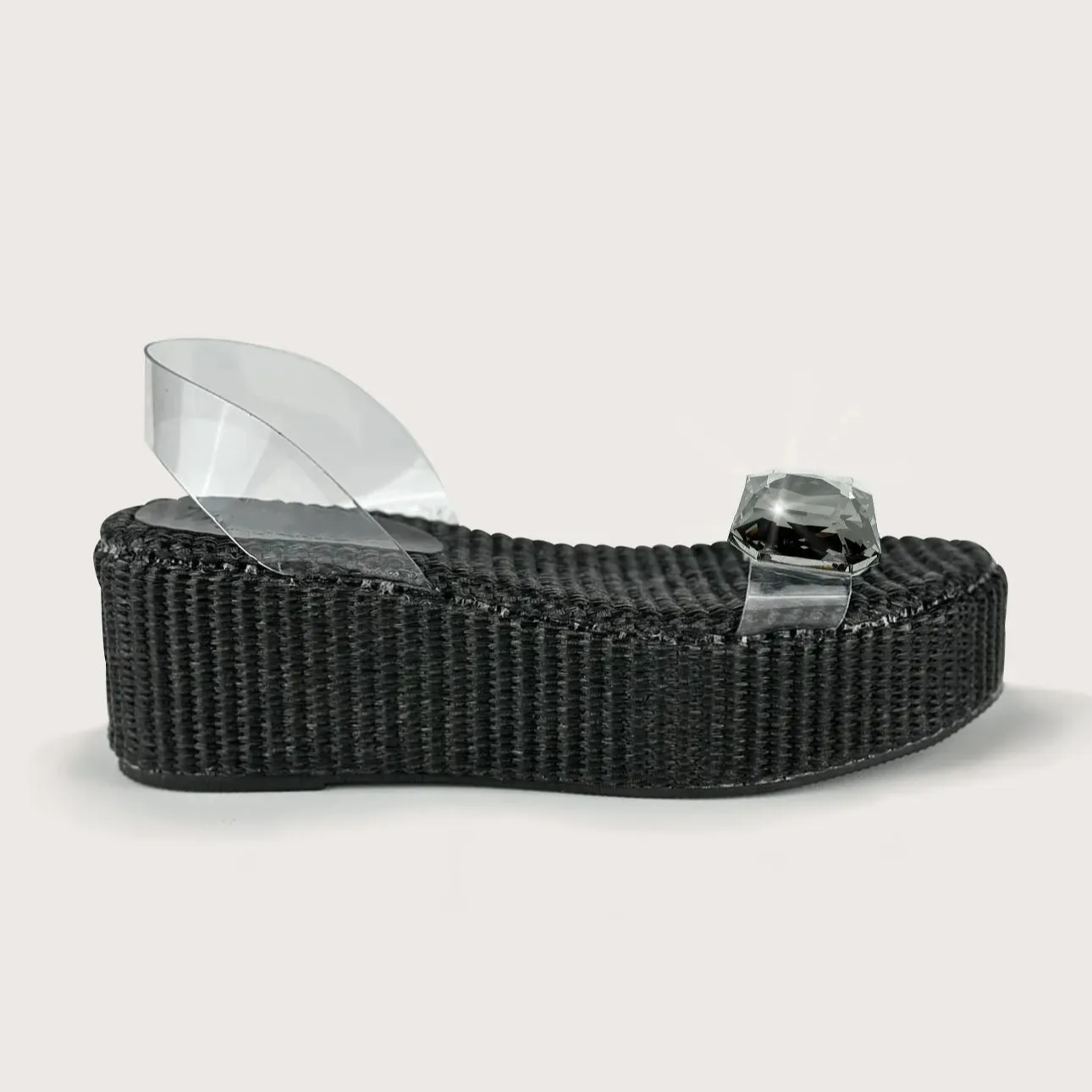Black Diamond Transparent Platform Sandals