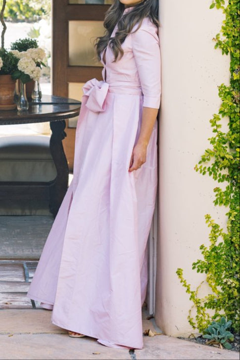 Solid Color Long Shirt Dress