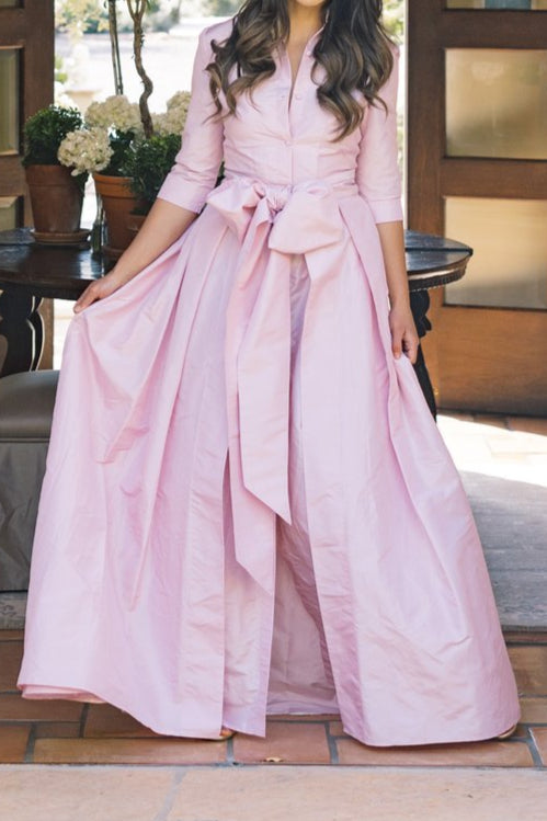 Solid Color Long Shirt Dress
