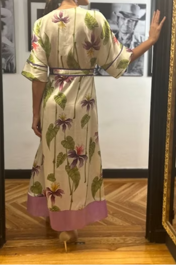 V-Neck Simple Print Dress