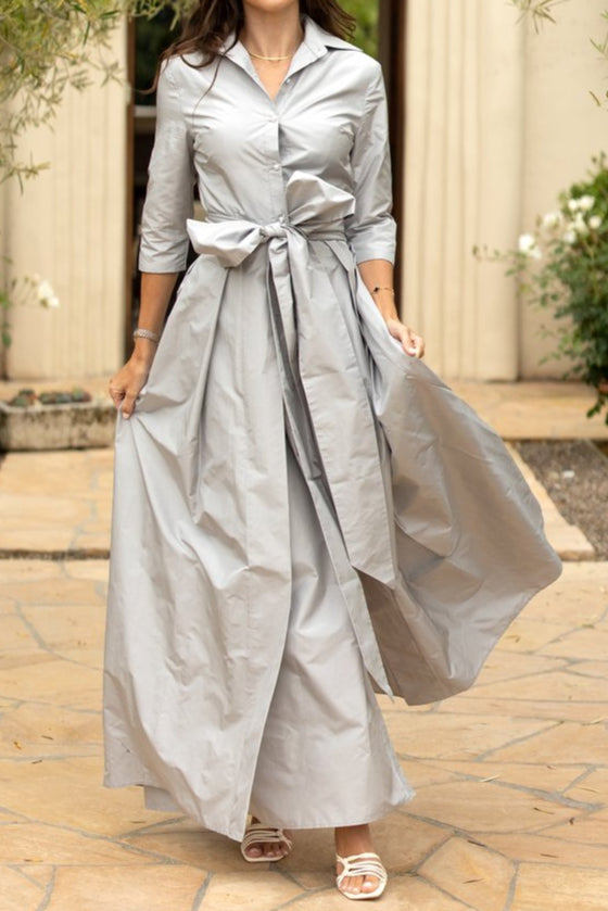 Solid Color Long Shirt Dress