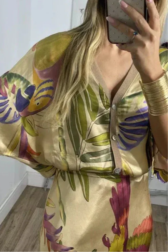 Elegant V-Neck-Two-Piece Dress