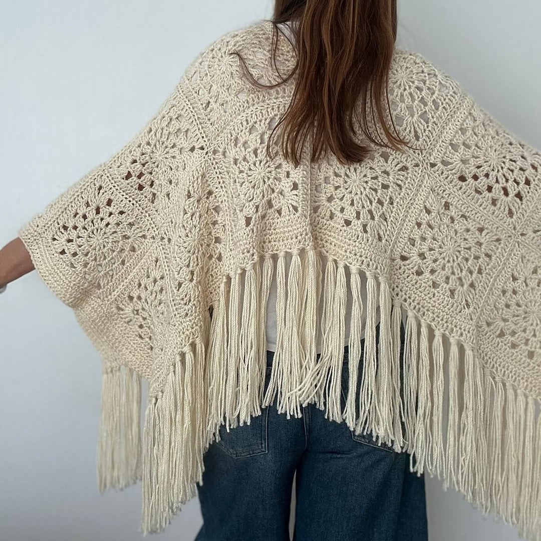 Fringed Cutout Shawl
