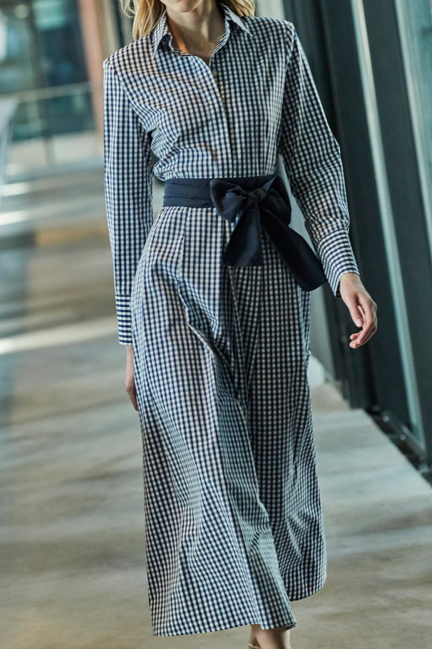 Plaid Waist Shirt Long Skirt