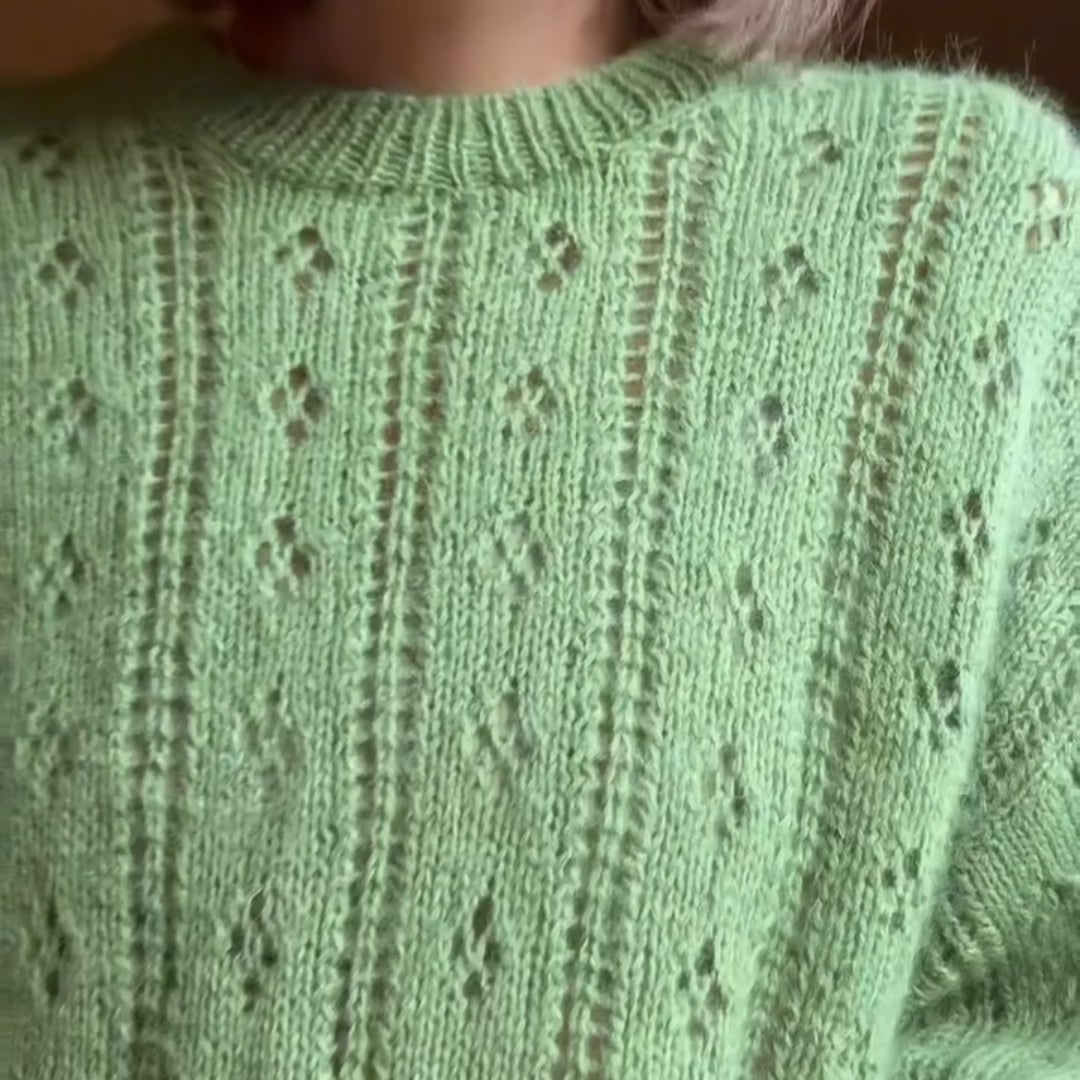 Pale Green Vertical Crewneck Sweater