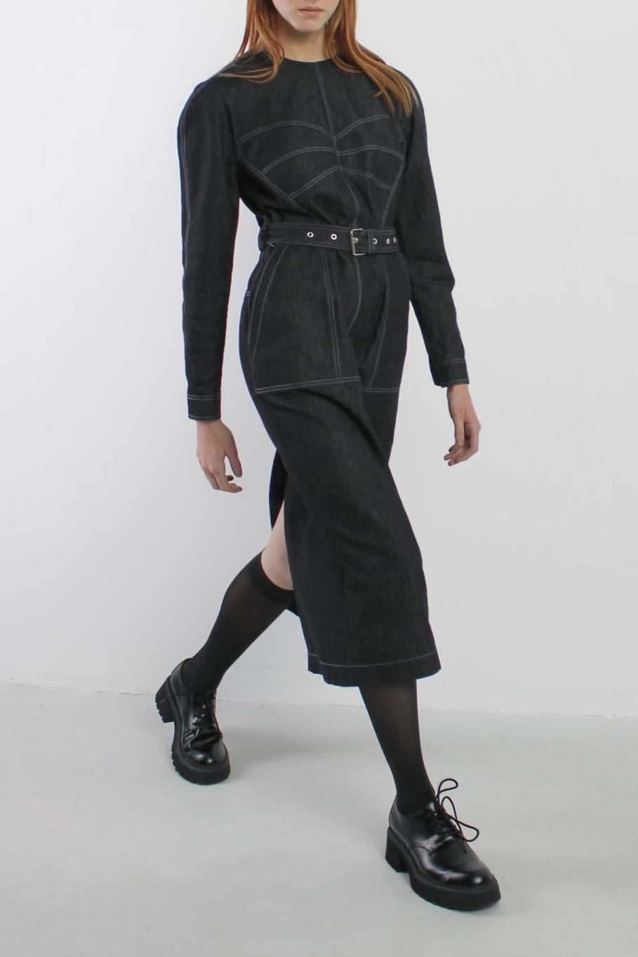 Dark grey denim bodycon dress