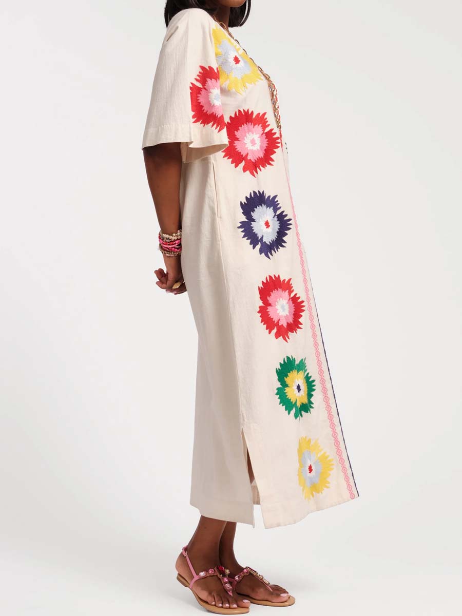 Keyhole Neckline Printed Maxi Dress