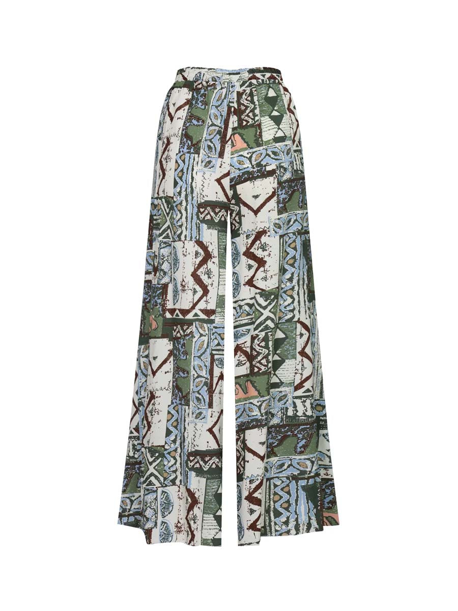 Skew Neck Tie Up Printed Two Pieces Set