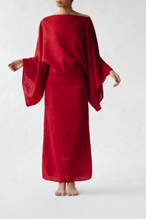 Red Linen Dress