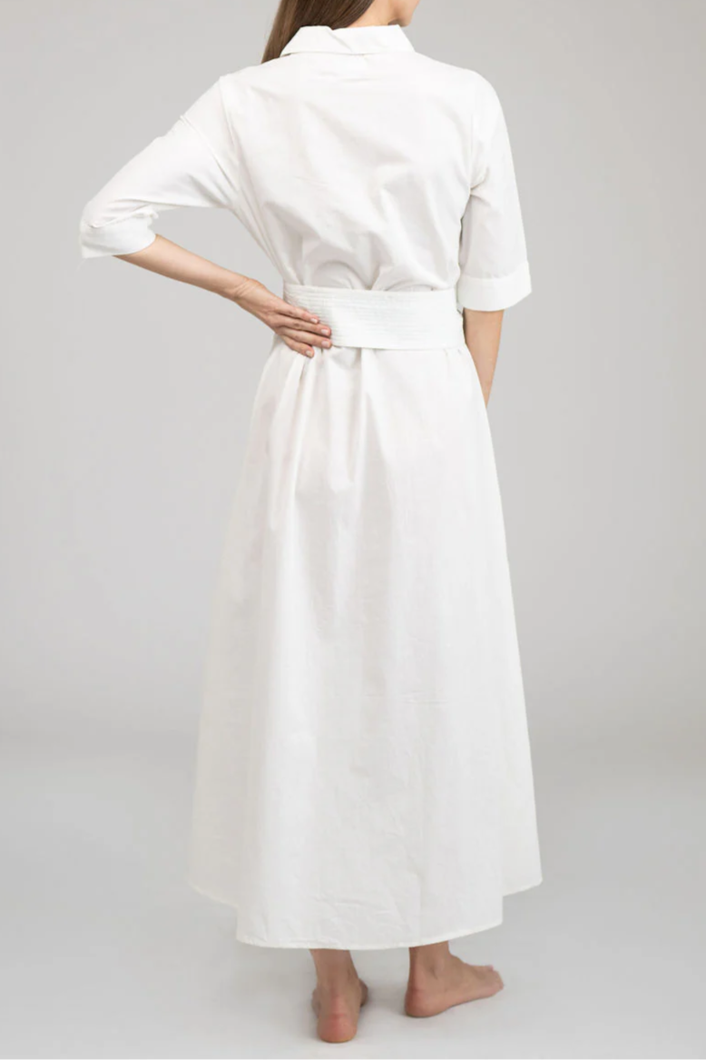Ocean Floral Print Shirt Maxi Dress