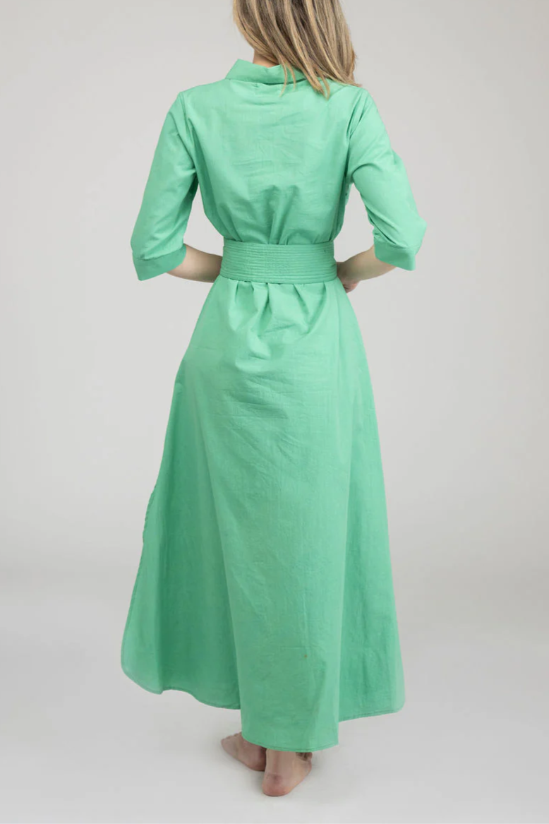 Ocean Floral Print Shirt Maxi Dress