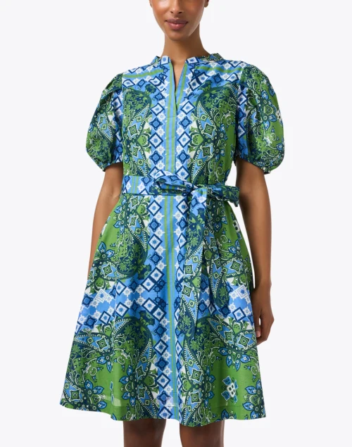 Spring Green Printed Short Dress