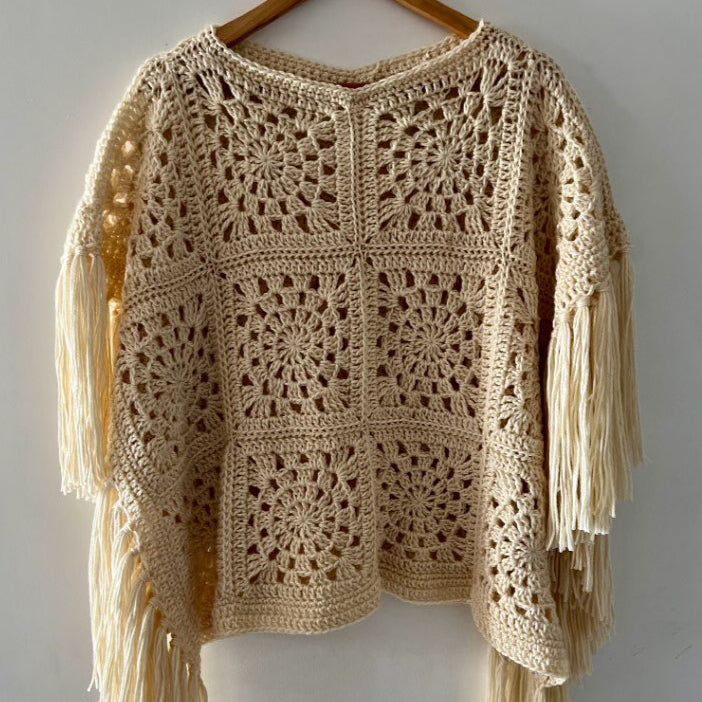 Fringed Cutout Shawl