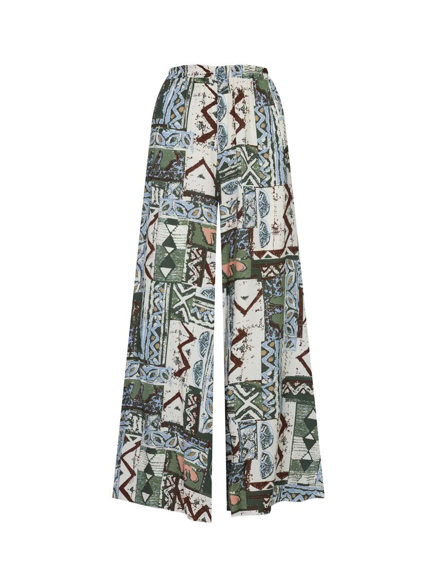 Skew Neck Tie Up Printed Two Pieces Set