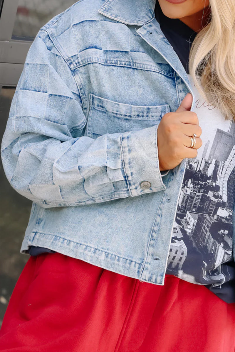 Plaid Denim Coat