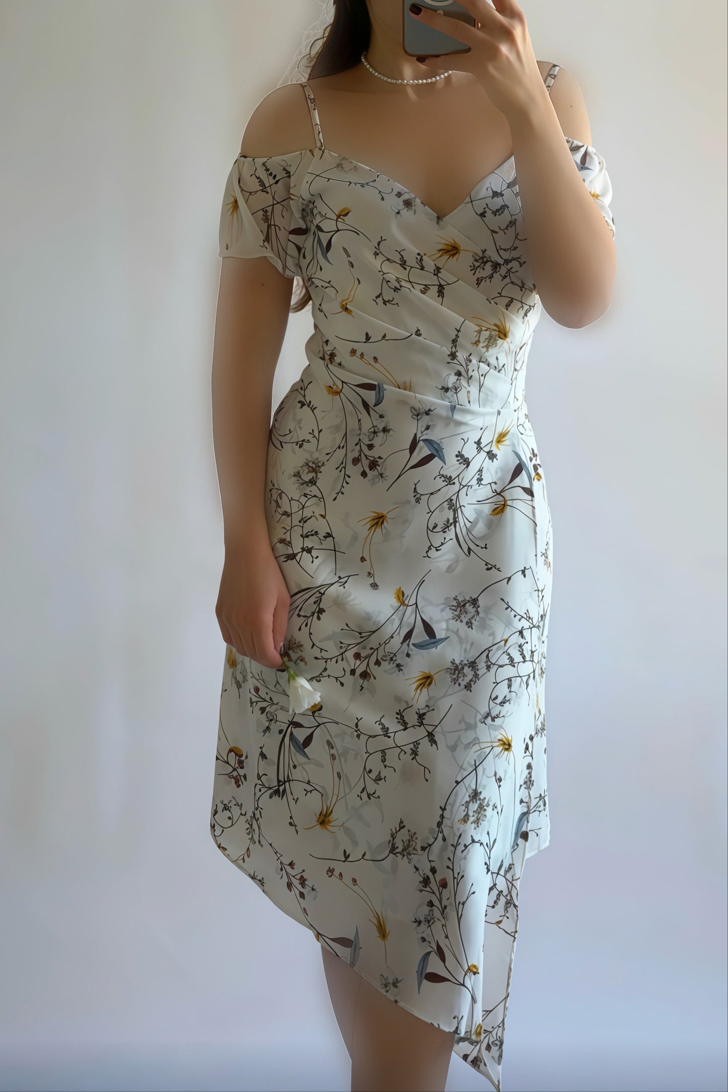 Off-shoulder Sling Floral Dress
