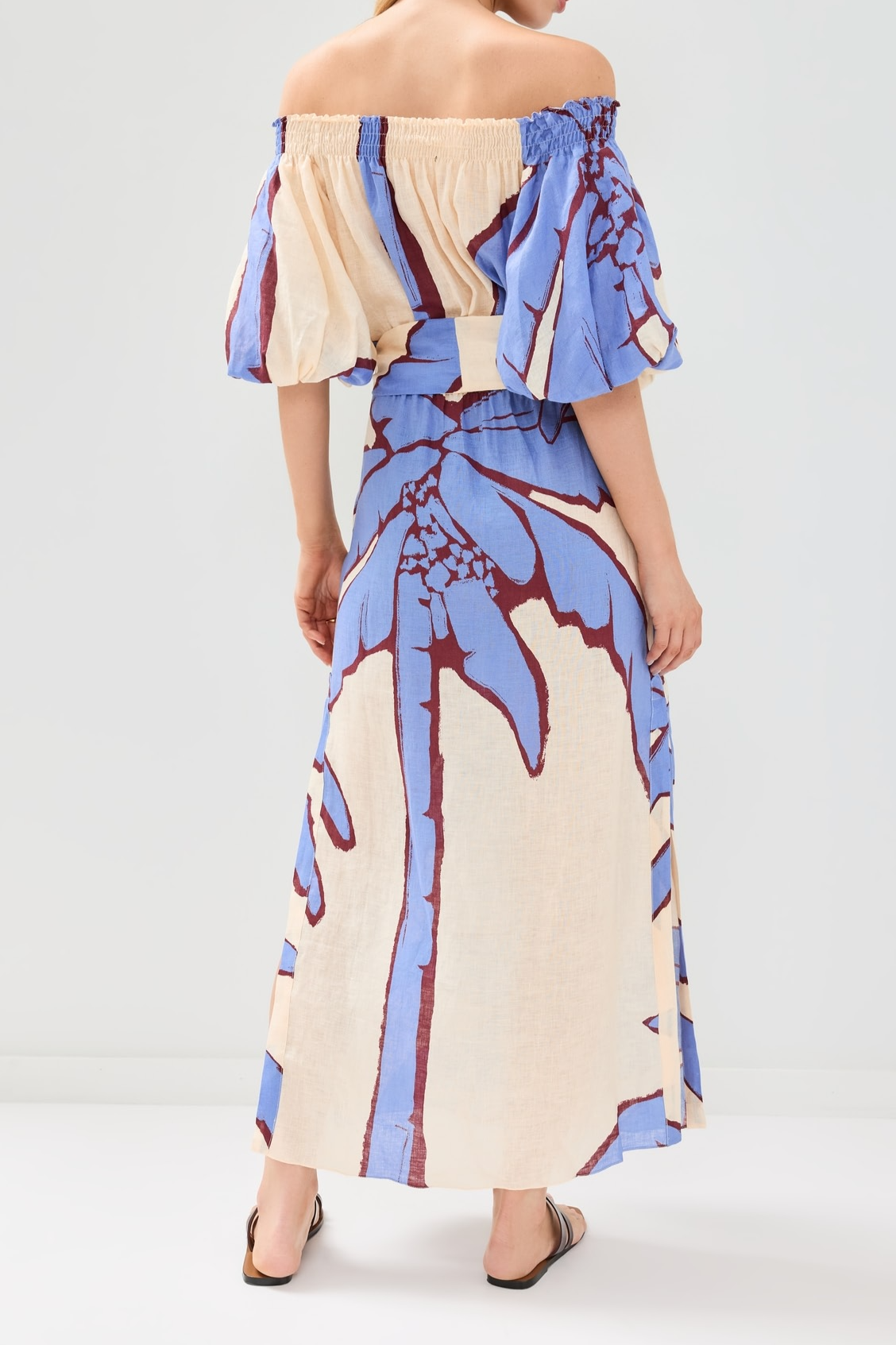 Open-Shoulder Short-Sleeve Long Dress