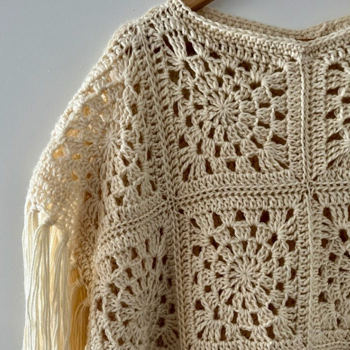 Fringed Cutout Shawl