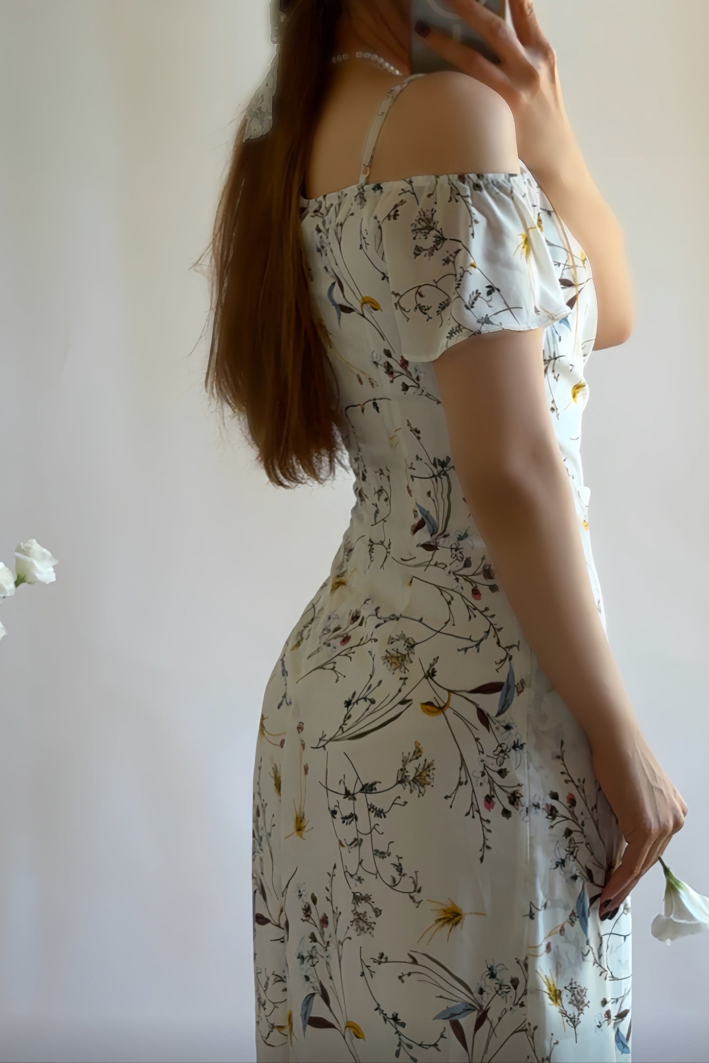 Off-shoulder Sling Floral Dress