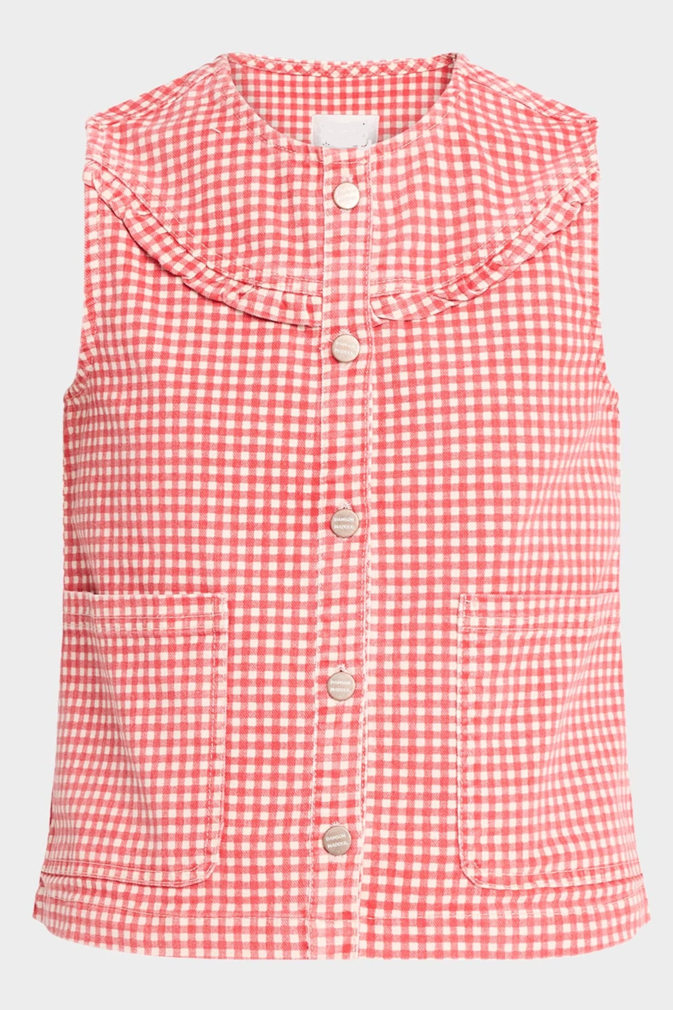 Cute Pink Plaid Sleeveless Suit