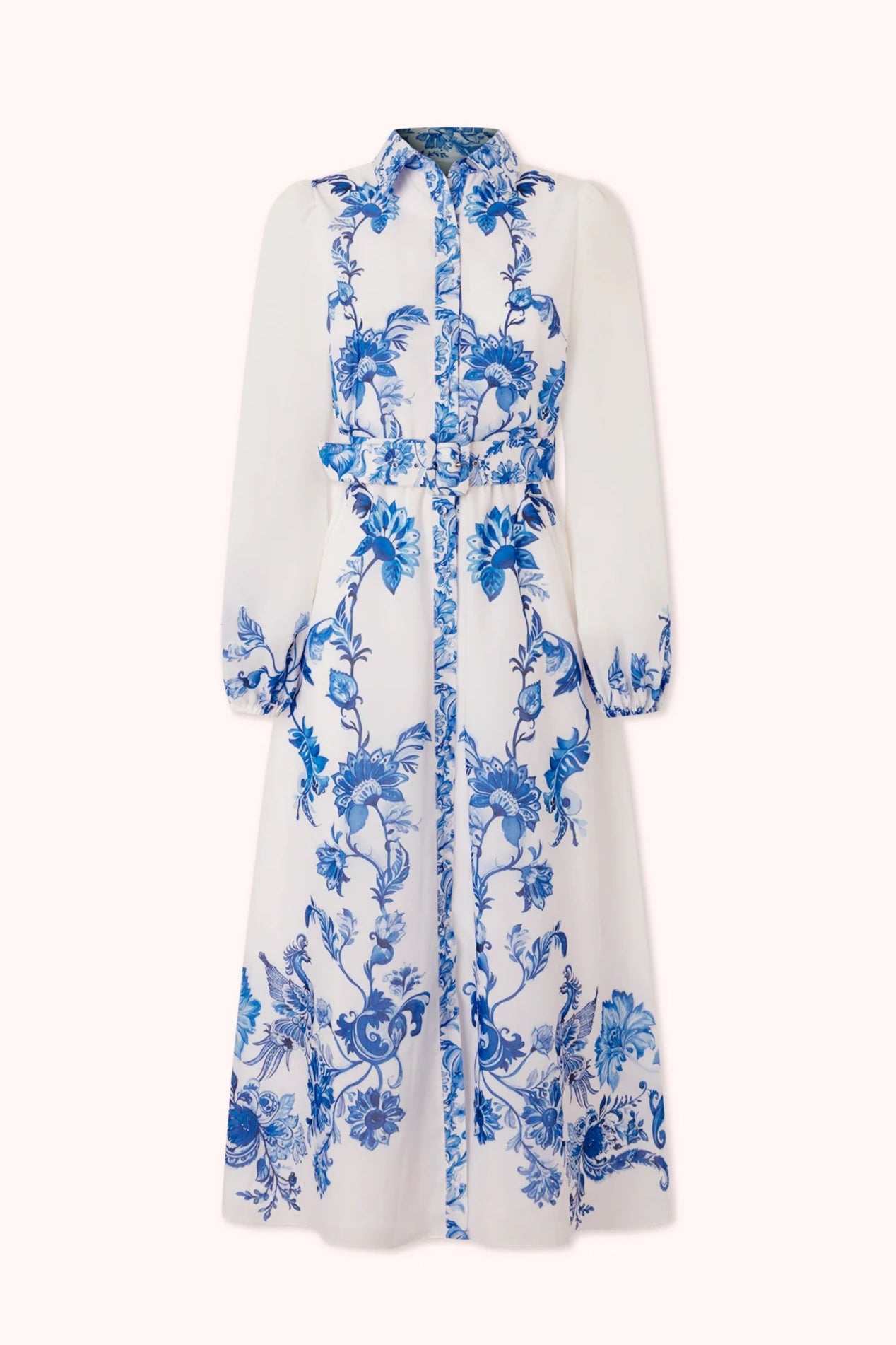 Cyan And Blue Print Shirt Dress