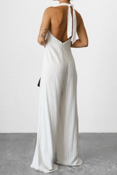 Neck Striped Jumpsuit