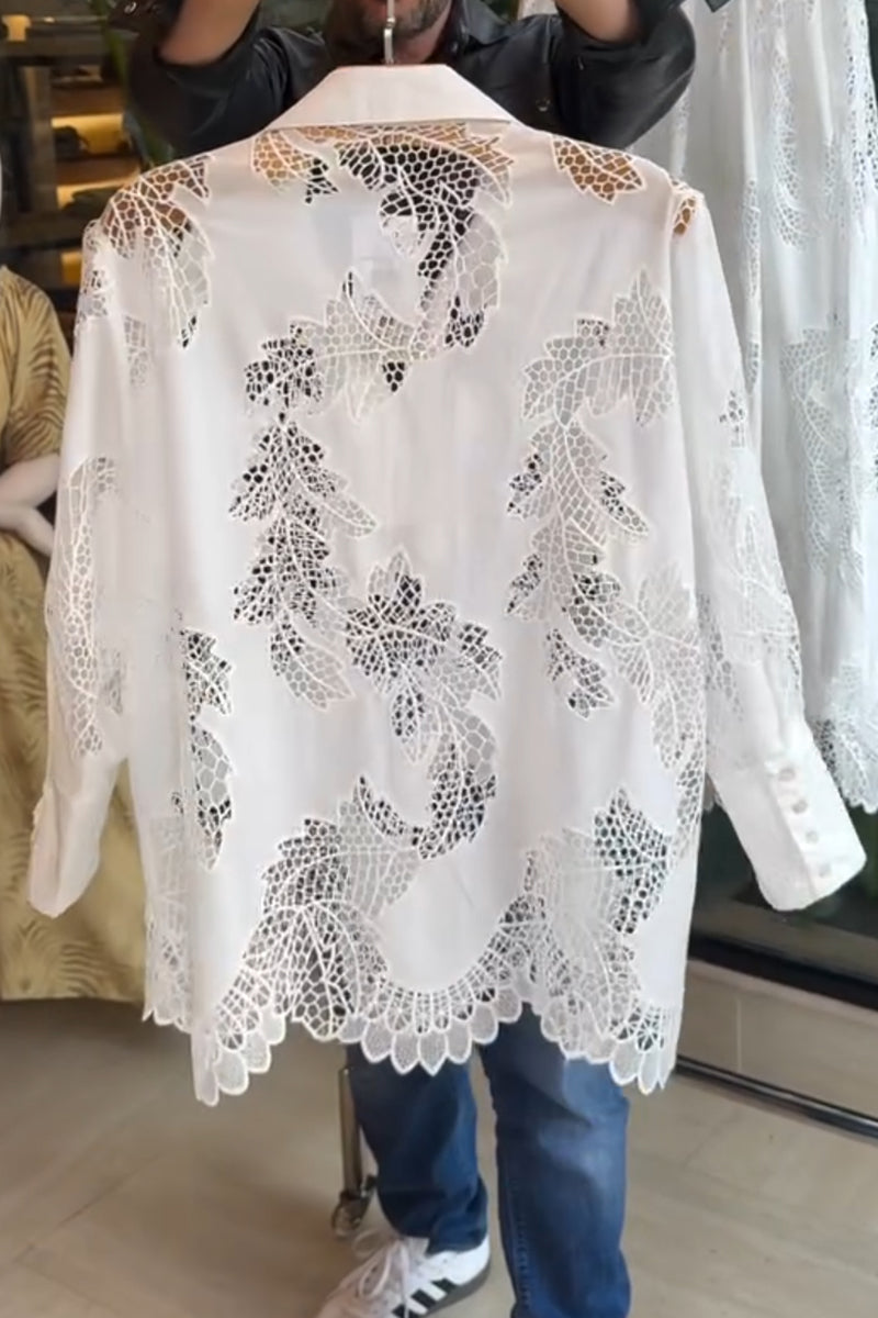 White Cutout Polo Shirt