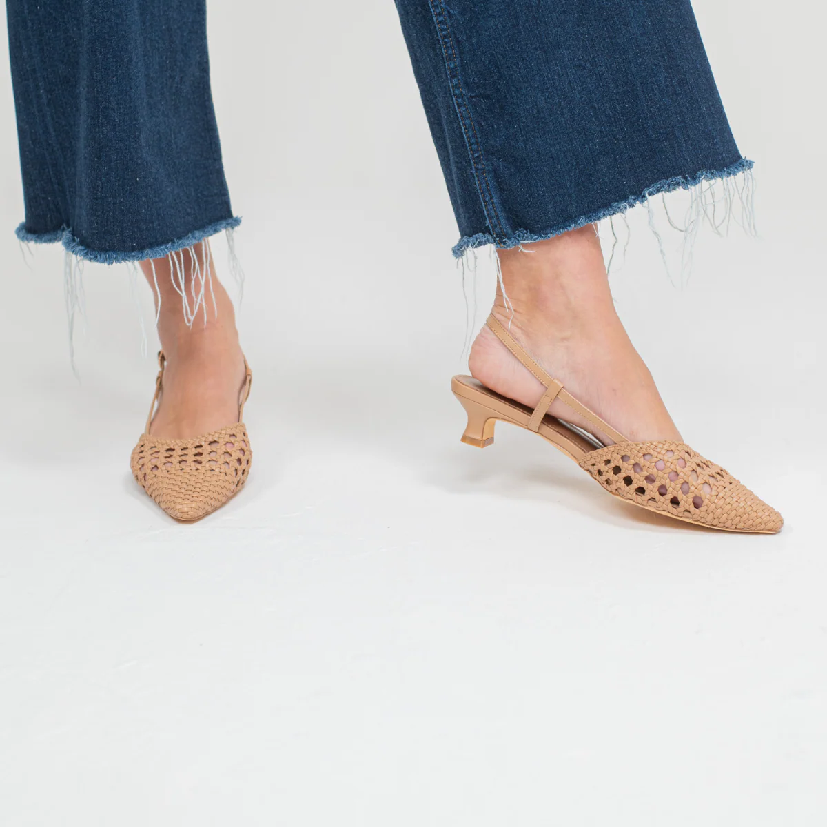 Light Brown Woven Dew Heels