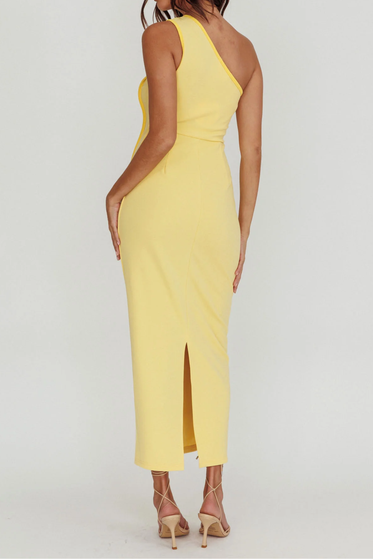 One-Shoulder Contrast Long Dress
