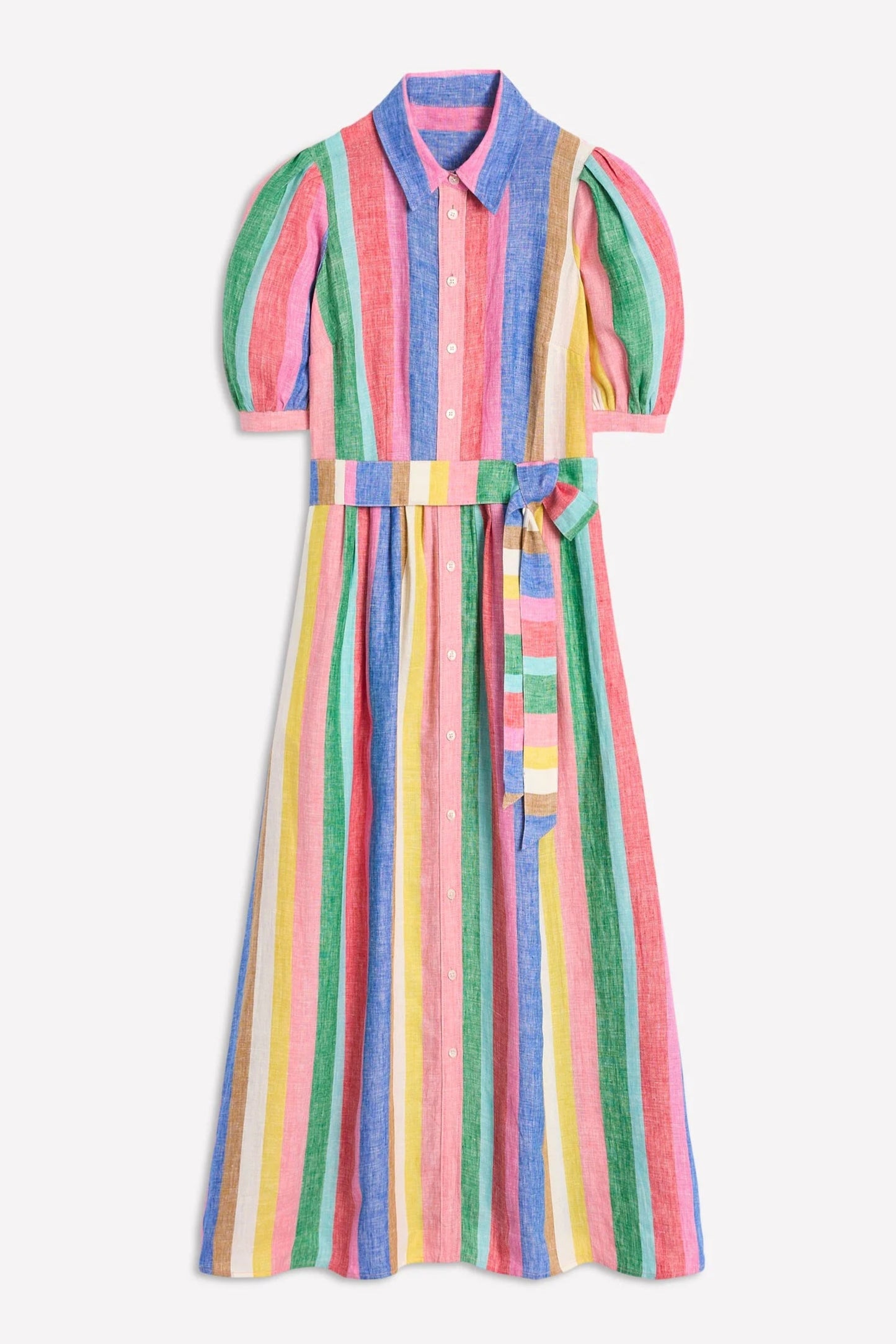 Rainbow Vertical Print Shirt Long Dress