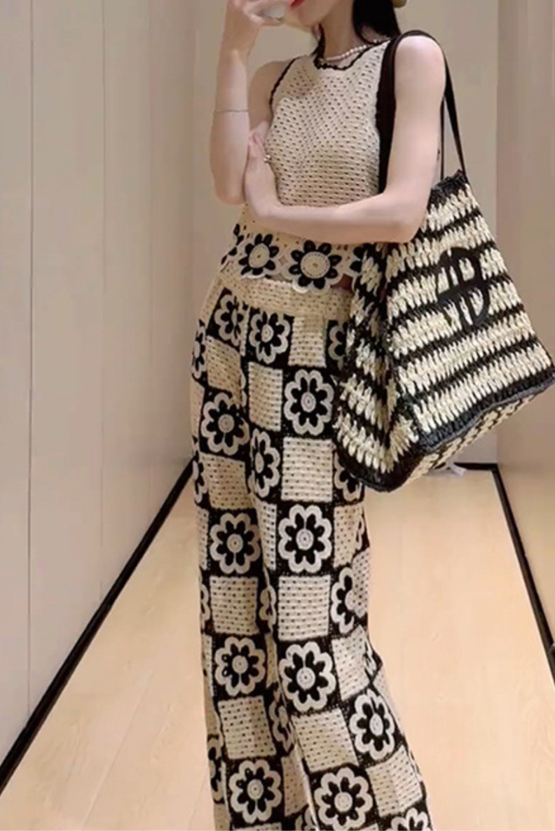 Fashion Hollow Print Suit