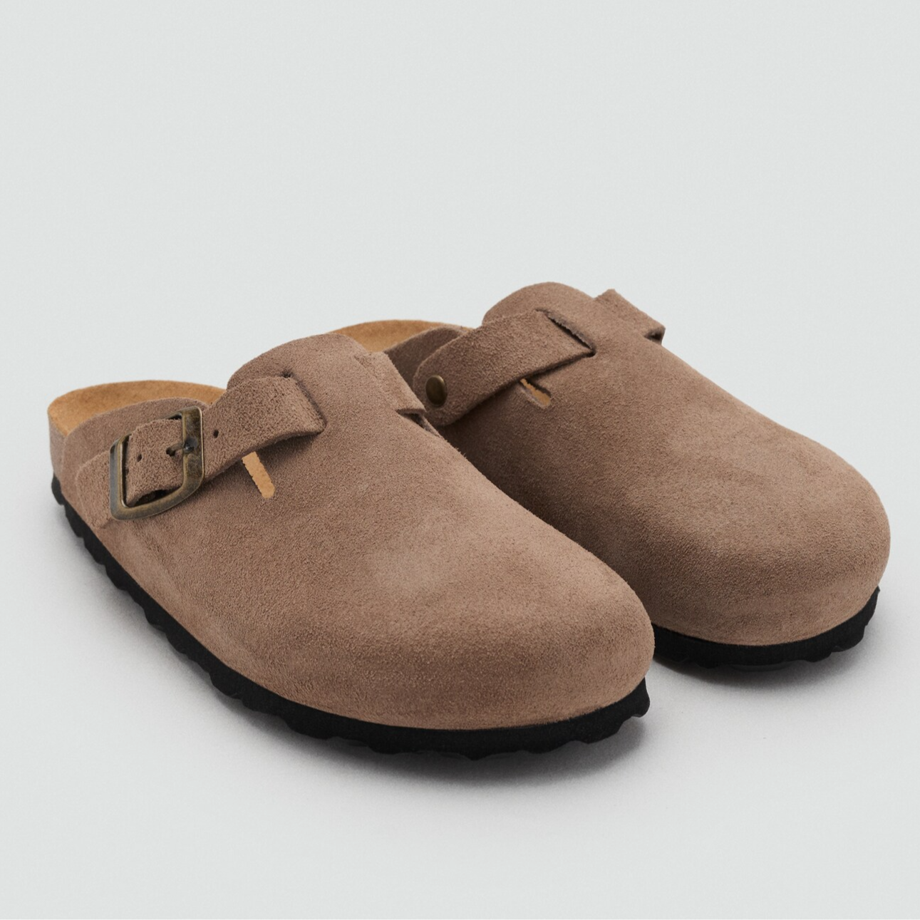 Birkenstocks, Cork-soled Suede Slippers