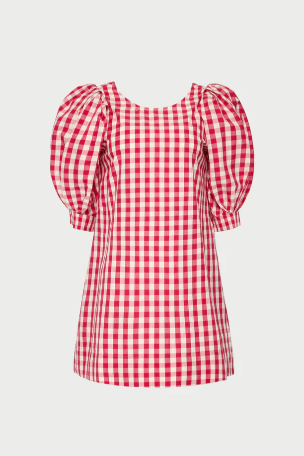 Pink Cherry Check Short Dress