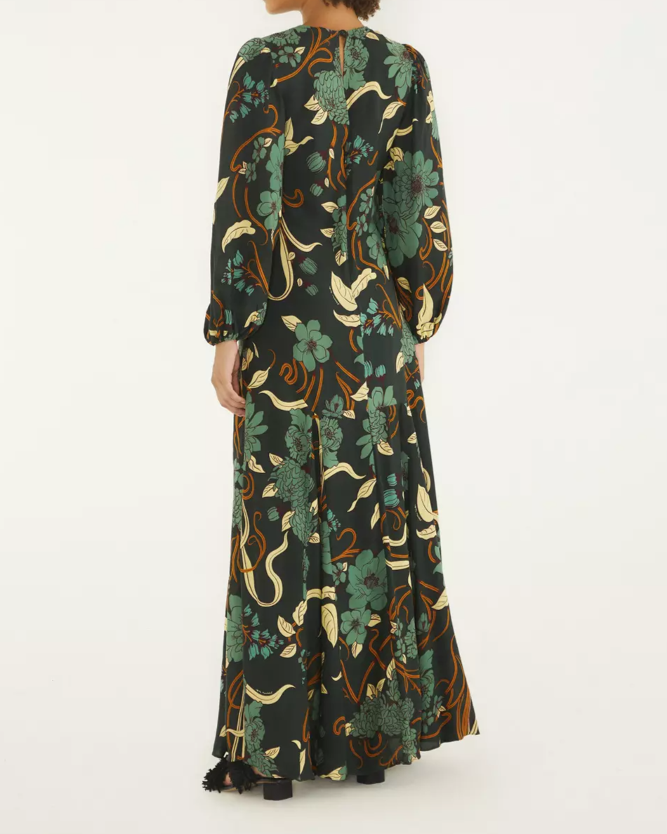 Dark Floral Print Maxi Dress