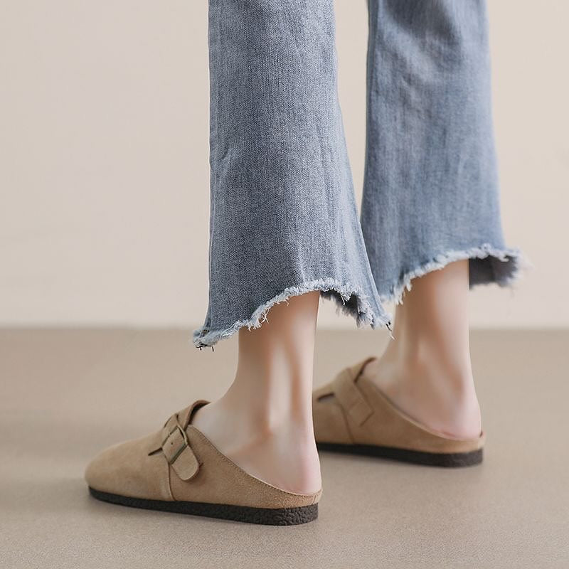 Birkenstocks, Cork-soled Suede Slippers