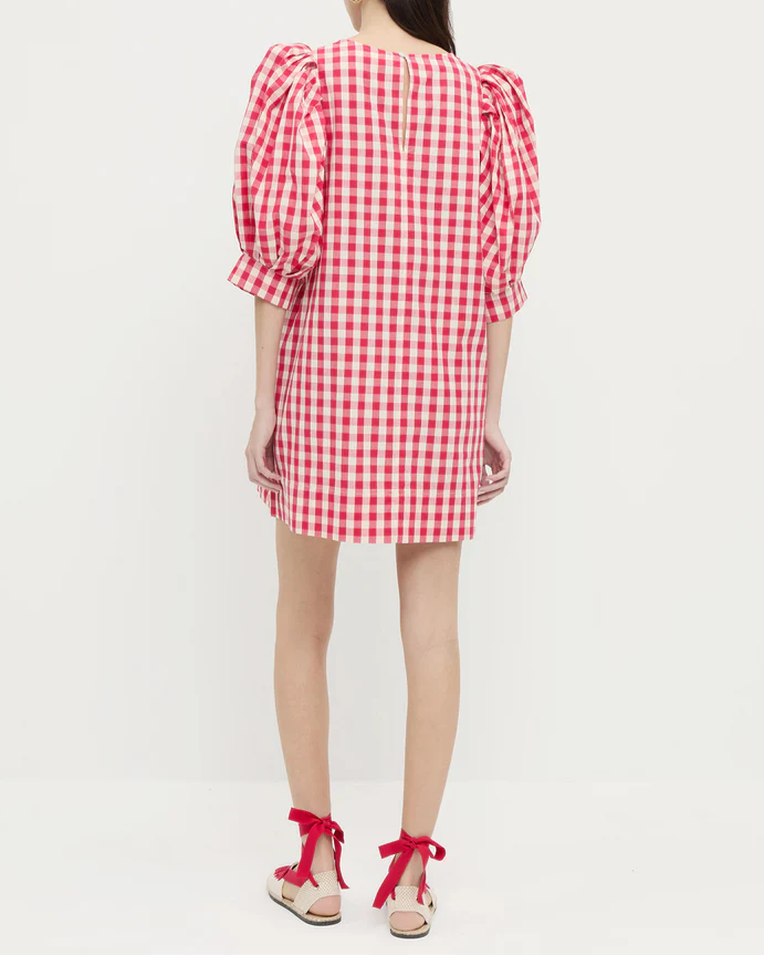 Pink Cherry Check Short Dress