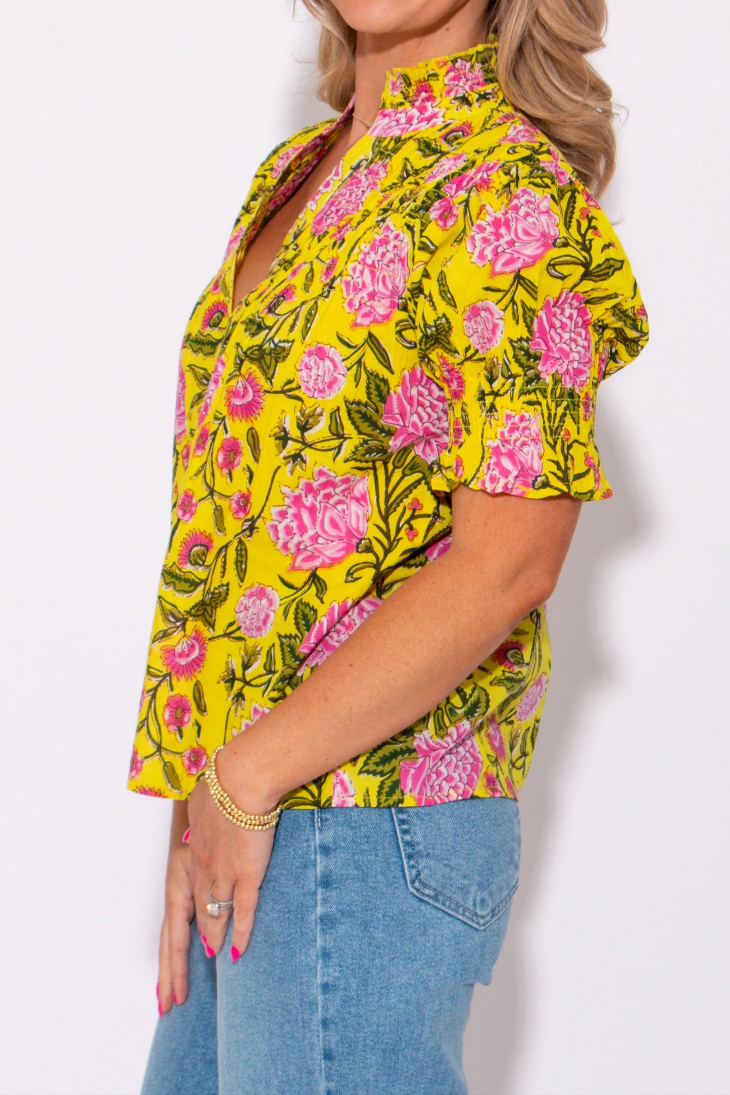 Pleated Button Top