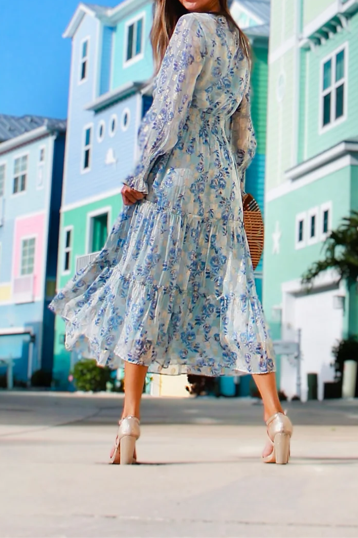 Tassel Long Sleeve Floral Dress