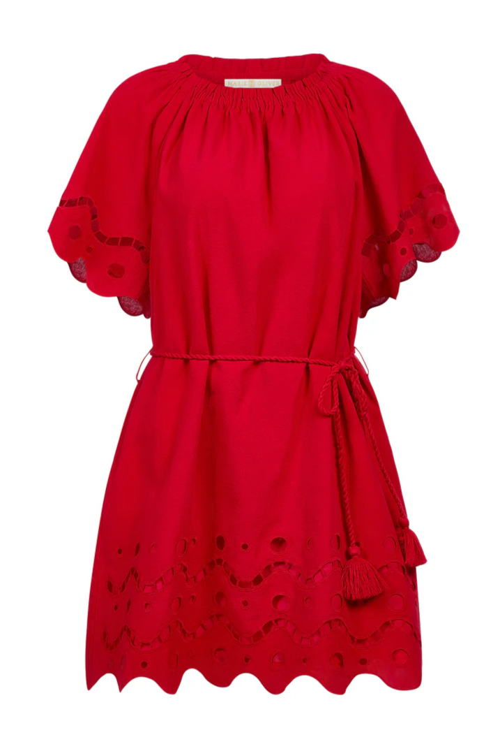 Red Hollow Short Dress