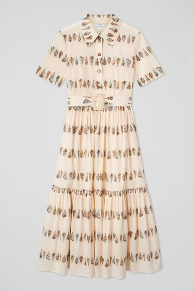 Pale Yellow Printed Cotton Maxi Dress