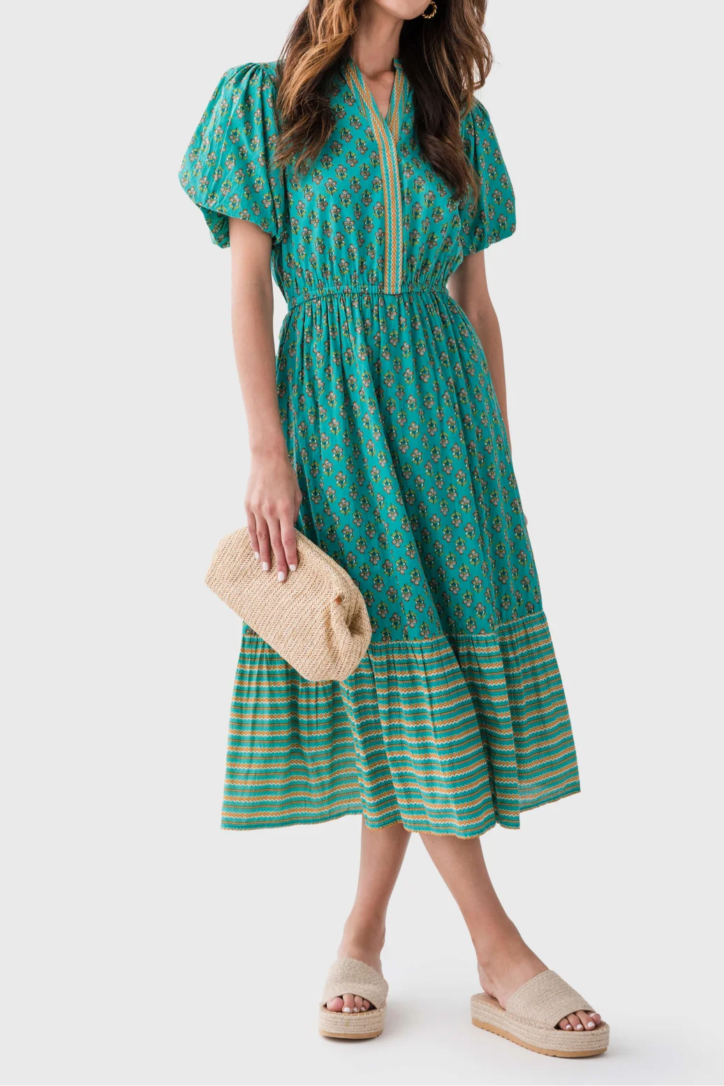 Printed Slit-Neck Maxi Dress