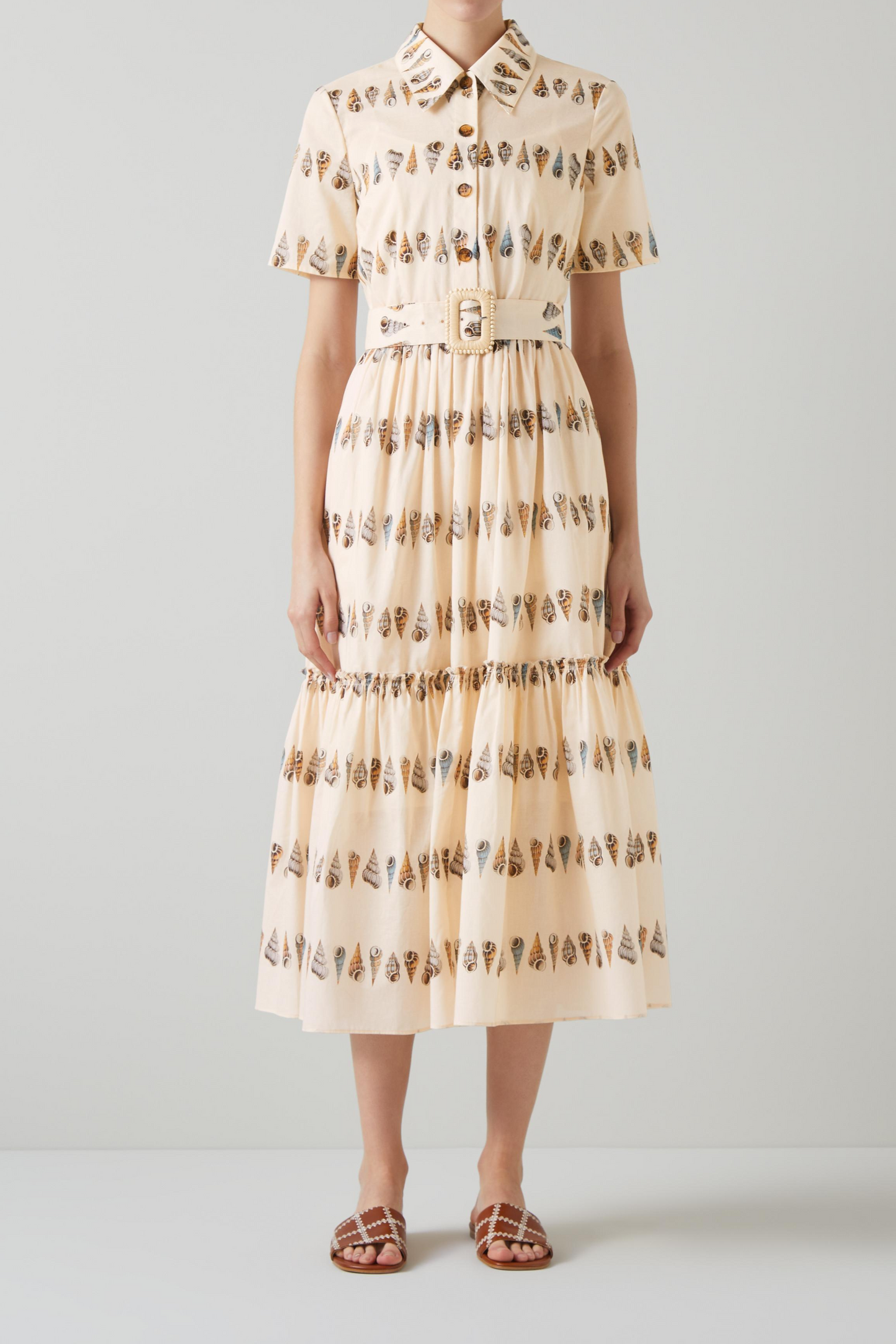 Pale Yellow Printed Cotton Maxi Dress
