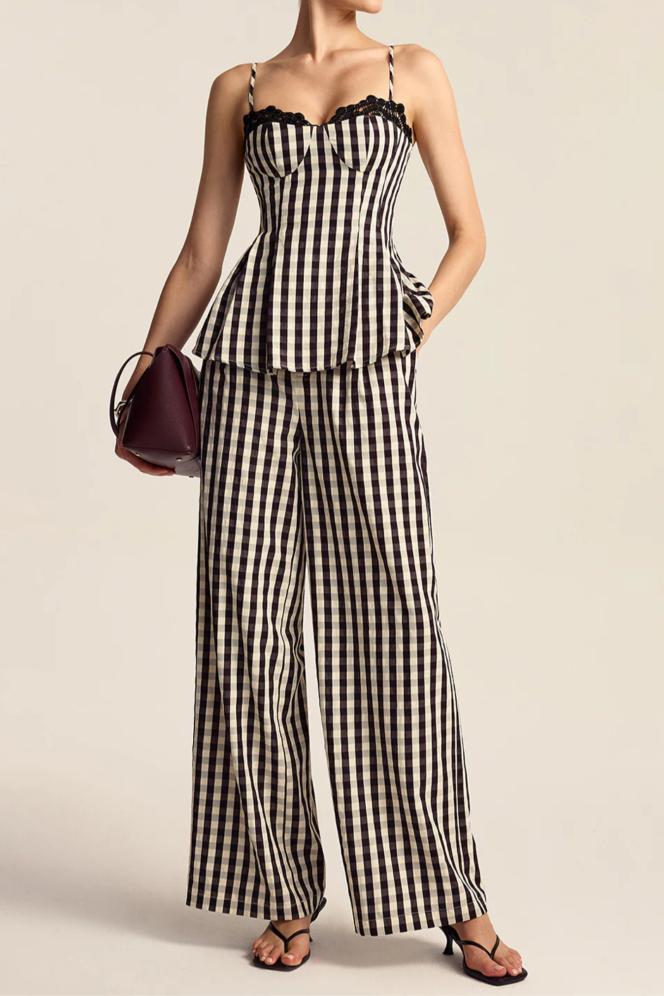 Black And White Check Strap Suit